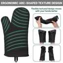 Beneno BPA-Free Silicone Oven Mitt 2-Pack Set, Heat Resistant 500F Oven Mitts with Non-Slip Grip, Soft Thicker Lining, 7"x13", Black