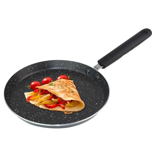 LECOOKING Crepe Pan, Dosa Pan, 8.7 inch Nonstick Crepe Pan, Dosa Tawa Tortilla Pan, Induction Compatible (black)