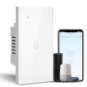 BSEED Smart Light Switch, 1 Gang WiFi Alexa Light Switch with Remote APP Control and Timing Function, Single Pole White Light Switches Work with Alexa, Google Assistant, Voice Control, Group Control