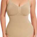 AegisChic Womens Shapewear Tummy Control Seamless Bodysuit Cheap Full Body Shaper Mid Thigh Thong Brief, Small-Medium