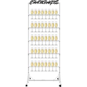 Champagne Wall Holder for Party, 5-Tier White Metal Flutes Display Stand Hold 40 Glasses, Champagne Glass Holder for Bar, Wedding, Party, Hotel, Restaurant, Glasses Not Included