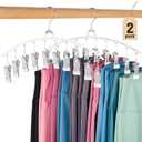 HOUSE DAY Legging Organizer for Closet, Metal Yoga Pants Hanger 2 Pack w/10 Clips Holds 20 Leggings, Space Saving Hanger Closet Organizers and Storage, Clips Hanger for Pants, Skirts, Hats, White