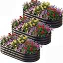 AHEONLAR 3 Pack 6 x 3 x1ft Galvanized Raised Garden Bed, Oval Durable Planter Boxes Outdoor for Vegetables, Fruits, Flowers and Plants, Quick Assembly, Black