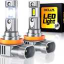 OXILAM H11 LED Bulb H8 H9, 40000LM 60W, 900% Ultra-Bright 6500K White Fog bulb, 5 Min Quick Install, 10 Years Lifespan, No Flicker, 99% Compatibility, Plug and Play, Pack of 2