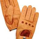 YISEVEN Men's Leather Driving Gloves (Brown)