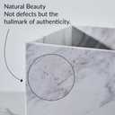 Natural White Marble Wastebasket, Elegant Texture Rectangular Trash Can, Luxury Durable Waterproof Marble Storage Basket, Garbage Container for Bathroom, Home Office, Living Room