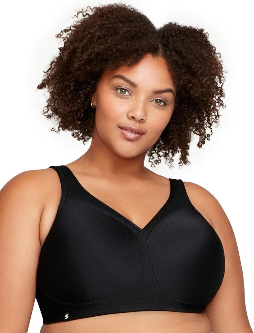 Glamorise Women's Plus Size MagicLift Seamless Sports Bra Wirefree 1006 (50B, Black)