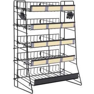 5-Tier Candy Display Rack for Concession Stand Display Movie Theater Candy Shelf, Metal Frame Candy Display Rack with Mesh with 8 Chip Clips and labels for Countertop Stores