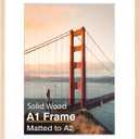 KINLINK A1 Picture Frame, White Oak Solid Wood Frame with Acrylic Plexiglass for Pictures A2 with Mat or A1 without Mat, Wall Mounting Display Photo Frame 1 Pack