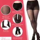 Medicella Open Toe Compression Pantyhose for Women 20-30 mmHg Made in USA Medical Quality Waist Sheer Stocking Circulation Travel & Daily Wear(X-Large, Black) (Black, XL)