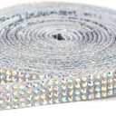Novani Self Adhesive Rhinestone Ribbon, 0.35 Inch Wide 6 Yards 1 Roll, AB Crystal Diamond Bling Strips for DIY Crafts,Home Decor,Glitter Glass Rhinestone Tape for Crafting,Car Decoration