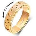 OreilleStar Anxiety Ring for Women Spinner Thumb Ring Stainless Steel Fidget Toys Adults Fidget Spinner Ring Moon Star Gold Size 10