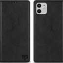 ZZXX for iPhone 12/12 Pro Wallet Case with [RFID Blocking] Card Slot Stand Strong Magnetic Leather Flip Fold Protective Phone Case for iPhone 12/12 Pro Case Wallet(Black-6.1 inch)