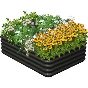 Raised Garden Bed Kit for Outdoor, PP Material Planter Boxes 4.3x3.0x1.0ft, Large Garden Box Flower Bed with Easy Assembly, Gardening Containers for Vegetables, Flowers, Herbs, Black (4.3  3.0  1 FT)