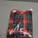 TALLWH Toddler Boy Christmas Outfit 2-3T Merry Christmas Outfit Boys Long Sleeve Striped Pullover Sweatshirts Jogger Pants Set Red and Green Contrast Plaid Party Clothes for Toddler Boys (Red)