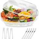 Luckore Chilled Ice Serving Tray, 15.1" Ice Chilled Party Platter, 3 Layers Veggie Platter with Lid, Stackable Appetizer Party Platter with 4 Compartments for Shrimp, Fruits, Veggies