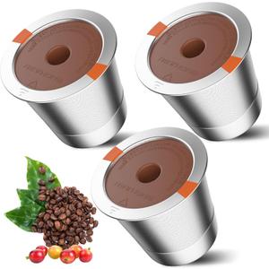 RETHONE K Cup Reusable Coffee Pods, Stainless Steel Reusable K Cups Compatible with Keurig 1.0 & 2.0 Coffee Machines Brewers Refillable K Cups (3 Pack)