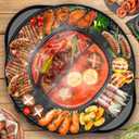 2 in 1 Hot Pot with Grill, Electric Korean BBQ Grill, Independent Dual Temperature Control & Non-stick Pan, Multi-function Smokeless Barbecue Grill for Family and Friends Gathering