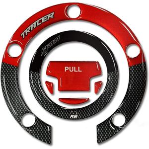 Motorcycle 3D Stickers Compatible with Yamaha Tracer 900 - GT 2018 2020 Nimbus Grey. Tank Cap Protection from Impact and Scratches. Resin Stickers  Metallic Red - Made in Italy