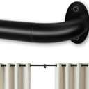 Blackout Curtain Rod,Wrap Around Black Curtain Rods For Windows 34 to 126 inch,1 Inch Diameter Adjustable Heavy Duty Curtain Rods for Bedroom For Sliding Glass Door Matte Black
