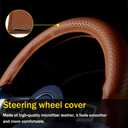 QKWL Steering Wheel Cover，Steering Wheel Wrap，Steering Wheel Covers, Wear-Resistant, Sweat-Absorbing, Anti-Slip and Dustproof Fits Most Sedans, SUVs, Trucks, and Vans (Brown, Hole)