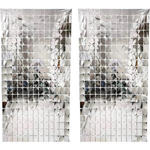 2 x XtraLarge, Silver Backdrop for Parties - 6.6x3.3 Feet, Pack of 2 | Disco Theme Backdrop for Graduation Decorations 2026 and Silver Prom Decorations 2026 | Retro Bachelorette Party, 70s Theme Decor, 40"W x 81.6"L