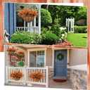 Fall Hanging Basket Artificial Boston Ferns Fall Porch Decor Outdoor Artificial Flowers 8 Bundle Faux Fern Plant Fake Silk Greenery Flower UV Resistant Realistic Shrub Bushes Autumn Home Table Decor