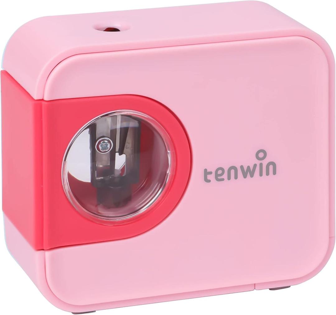 Portable Electric Pencil Sharpener, Pencil Sharpeners Battery Operated, Tungsten Steel Blade to Fast Sharpen, Kids Pocket Sharpener, Fit to 6-8mm No.2/Colored Pencils, School/Office/Home (Pink)