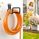 Metal Garden Hose Holder Wall Mount Heavy Duty Water Hose Hanger for Outside Yard, Sturdy Hose Holder for Garden Hose, Hose Storage Hook for Extension Cord, Garage & Backyard