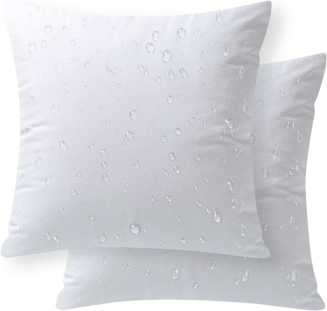 Phantoscope Outdoor Waterproof Pillow Inserts, Premium Water Resistant Patio Cushion, Square Form Throw Pillow for Outdoor, Couch, Chair 18 X 18 Inches(Pack of 2)