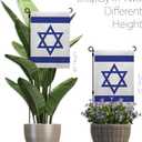Breeze Decor Bandera de Israel Israeli Flag Pole Set Home Banner Yard Sign Room Post Gravesite Stand Cemetery Flagpole Outdoor Tapestry Grandma Gifts Grave, Jewish Decorations Made in USA