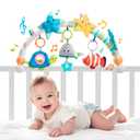 Jollybaby Musical Bassinet Stroller Crib Mobile Toy for Baby 0-6-12 Months, Infant Clip On Arch Hanging Toy with Music Box for Bjorn Bouncer, Portable Mobile Attachment Toy for Newborn Gift - Starfish