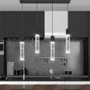 4-Lights Mini Modern Crystal Chandeliers for Kitchen Island Pendants Lighting Fixture LED Ceiling Light for Dining Room Bedroom Foyer 6000K (Black)