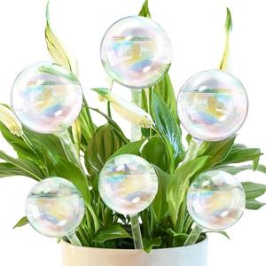 Pynqdfu 6Pcs Plant Watering Globes,Iridescent Rainbow Glass Self Watering Planter Insert,Clear Watering Bulbs for Indoor,Outdoor,Flowerpot,Hanging Plants,Home Garden(3 Large+3 Small)