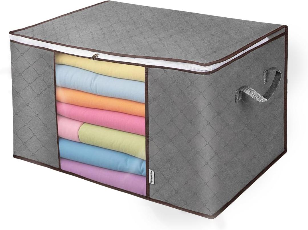 2 x Non-Woven Clothes Storage Bag 90L - Large Capacity Dustproof Organizer with Clear Window for Seasonal Wardrobe