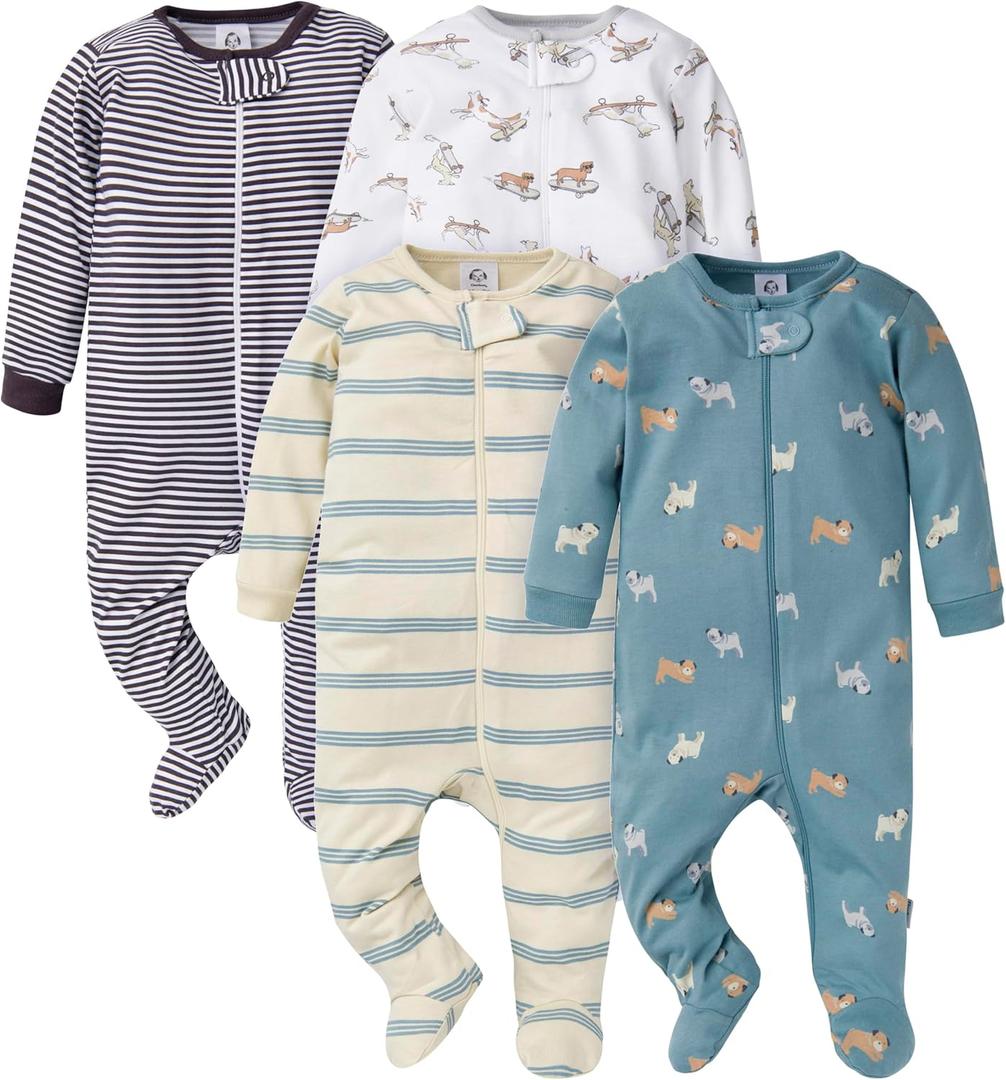 Gerber Baby Girls 4 Pack Sleep 'N Play Footie (3-6 Months, Dogs)