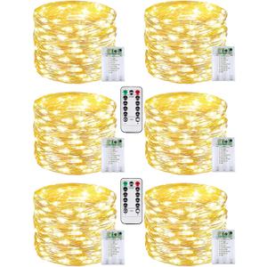 6 Pack 60LED Christmas Battery Operated Fairy Lights with Remote, 8 Modes String Lights with Timer, Dimmable, Memory Function, Waterproof Twinkle Lights for Outdoor Indoor Christmas Decor(Warm White)