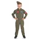 fun shack WW2 Flight Suit Pilot Costume for Kids, Army Outfit, Fighter Pilot Uniform, US Air Force Gear (Large, Green)
