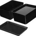 2 Pcs Storage Bins With Lids Multipurpose Stackable Plastic Containers for Home and Office Organization (5 x 7 inches, Black)