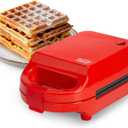 Tasty Mini Nonstick Waffle Maker, Perfect for Individual Waffles, Hash Browns, Brownies and more, Quick Results, Easy Clean Up, 600W, Red