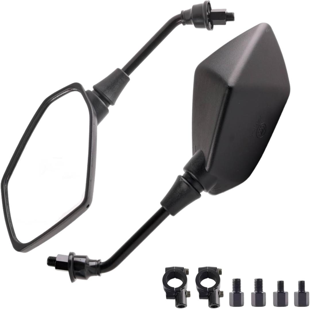 AUTOXBERT Motorcycle Mirrors For Handlebars, Scooter Mirrors ATV Mirrors With 8mm 10mm Bolt 7/8in Handlebars, Universal Rear View Mirror Fit For Dirt Bike, Scooter, ATV, Cruiser, Suzuki And More