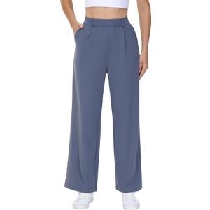 Blaosn Dress Pants Women Wide Leg Work Business Casual Trousers with Pockets Yoga Travel Sweatpants Stretchy Office Slacks, 29" Inseam XL
