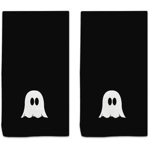 Hexagram Halloween Hand Towels for Bathroom Set of 2, Halloween Bathroom Decor Embroidered Ghost Pattern, Soft Luxury Hand Towels 14x30 Inches