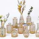 Amber Glass Bud Vases Set of 12, Gold Mini Flower Vase for Centerpieces, Small Vases in Bulk for Wedding Decorations, Vintage Vase for Table, Recepetion, Home Dcor