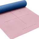 Heathyoga Yoga Mat Non Slip TPE Pilates Exercise Mats for Home Workout Gym Fitness Eco Friendly Thick Hot Yoga Mat with Strap Body Alignment,72"x 26" Thickness 1/4"