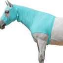 Horse Slinky Hood with Zipper, Stretch Spandex Sleazy Hood for Mane Protection, Breathable Horse Neck Cover for Show Prep, Braids Saver, Sleek Grooming Under Blanket Use Turquoise X-Large