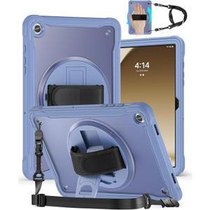 Case for Galaxy Tab A9+/A9 Plus 11 inch 2023 (SM-X210/X216/X218) with Unique Shockproof Sponge/ 360 Rotating Kickstand/Hand Strap/Shoulder Strap (Lavender Gray)