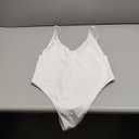 RELLECIGA Women's One Piece Thong Swimsuit (Medium, White)