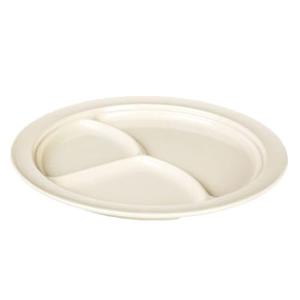 NS703T Compartment Plate, 10-1/4" Dia., Round, 3-Wells, Break-Resistant, Dishwasher Safe, BPA Free, Melamine, NuStone Tan, NSF, Pack of 6
