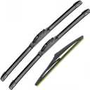 Front and Rear Windshield Wiper Blades For Jeep Wrangler 2007-2017 Original Equipment Replacement Front Windscreen Wiper and Rear Wiper Blade